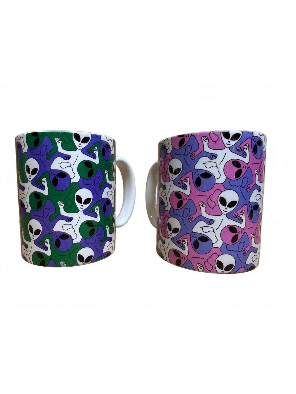 Set of 2 Alien Pattern Coffee Mugs by Linvi